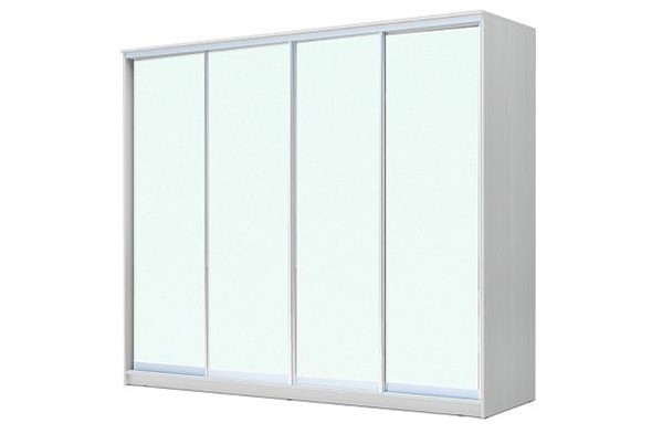 Шкаф 4-х дверный ХИТ 24-24/2-8888, с матовым стеклом, Белый в Южно-Сахалинске - изображение