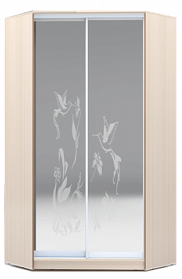 Угловой шкаф 2300х1103, ХИТ У-23-4-66-03, колибри, 2 зеркала, дуб млечный в Южно-Сахалинске - изображение
