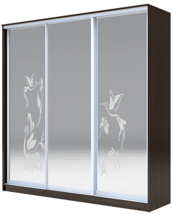 Шкаф 3-х дверный 2300х1770х620 три зеркала, Колибри ХИТ 23-18-656-03 Венге Аруба в Южно-Сахалинске - изображение