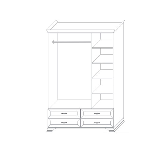 Шкаф трёхстворчатый с зеркалом Сиена, Бодега белый / патина золото в Южно-Сахалинске - изображение 1