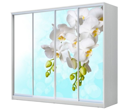 Шкаф ХИТ 22-4-24/2-7777, Белая орхидея, Белый в Южно-Сахалинске - изображение