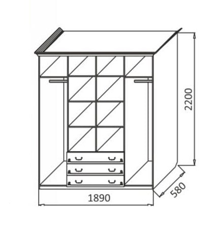 Шкаф распашной Ивушка-5 4-х створчатый с ящиками, цвет Дуб беленый в Южно-Сахалинске - изображение 1