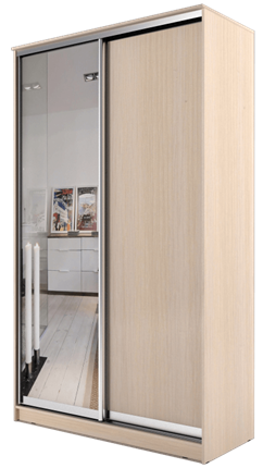 Шкаф 2-х дверный 2200х1200х420 с одним зеркалом ХИТ 22-4-12/2-15 Дуб Млечный в Южно-Сахалинске - изображение