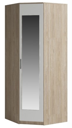 Распашной шкаф угловой Светлана, с зеркалом, белый/дуб сонома в Южно-Сахалинске - изображение