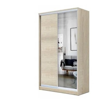 Шкаф 2-х дверный 2400х1200х620 с одним зеркалом ХИТ 24-12/2-15 Дуб Сонома в Южно-Сахалинске - изображение