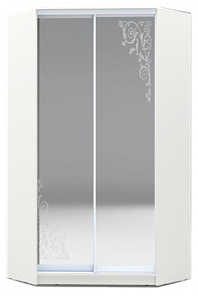 Шкаф 2400х1103, ХИТ У-24-4-66-09, орнамент, 2 зеркалами, белая шагрень в Южно-Сахалинске - предосмотр