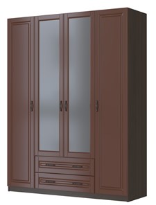 Четырехстворчатый шкаф Кантри, лак орех ШР-4, с 2мя зеркалами в Южно-Сахалинске - предосмотр