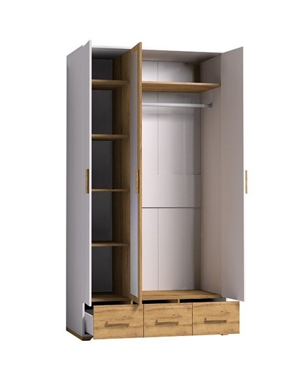 Шкаф для одежды Айрис 444, Белый-Дуб золотистый в Южно-Сахалинске - изображение 1