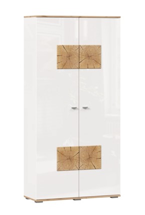 Шкаф двухстворчатый Фиджи с декоративными накладками 659.150, Дуб Золотой/Белый в Южно-Сахалинске - изображение