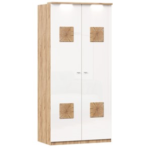 Шкаф двухстворчатый Фиджи с декоративными накладками 659.237, цвет белый в Южно-Сахалинске - предосмотр