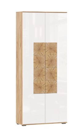 Шкаф двухстворчатый Фиджи с декоративными накладками 659.310, Дуб Золотой/Белый в Южно-Сахалинске - изображение