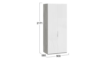 Шкаф для одежды Эмбер СМ-348.07.003 (Дуб Гамильтон/Белый глянец) в Южно-Сахалинске - предосмотр 1