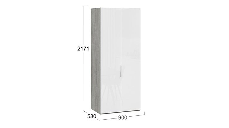 Шкаф для одежды Эмбер СМ-348.07.003 (Дуб Гамильтон/Белый глянец) в Южно-Сахалинске - изображение 1