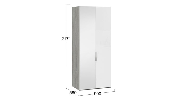 Шкаф для одежды Эмбер СМ-348.07.005 L (Дуб Гамильтон/Белый глянец) в Южно-Сахалинске - изображение 1
