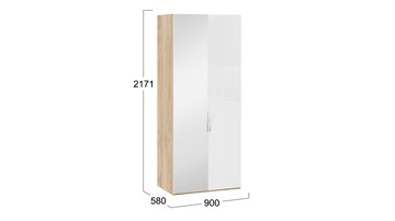 Шкаф для одежды Эмбер СМ-348.07.005 L (Яблоня Беллуно/Белый глянец) в Южно-Сахалинске - предосмотр 1