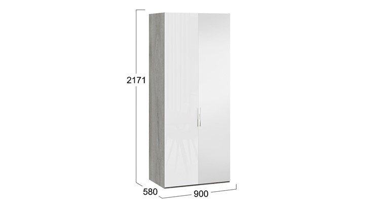 Шкаф для одежды Эмбер СМ-348.07.005 R (Дуб Гамильтон/Белый глянец) в Южно-Сахалинске - изображение 1