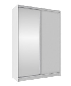 Шкаф 2-х створчатый 1600 Домашний Зеркало/ЛДСП, Белый в Южно-Сахалинске