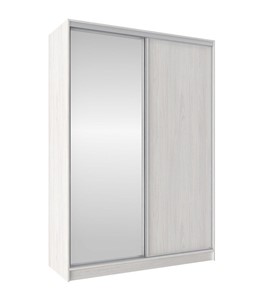 Шкаф 2-х дверный 1600 Домашний Зеркало/ЛДСП, Ясень Анкор светлый в Южно-Сахалинске