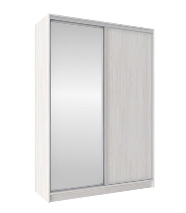 Шкаф 2-х дверный 1600 Домашний Зеркало/ЛДСП, Ясень Анкор светлый в Южно-Сахалинске - изображение