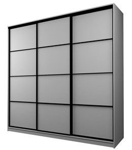 Шкаф 3-х створчатый MAX МШ-27-6-24-111, Профиль Черный/Цвет Серый в Южно-Сахалинске - предосмотр