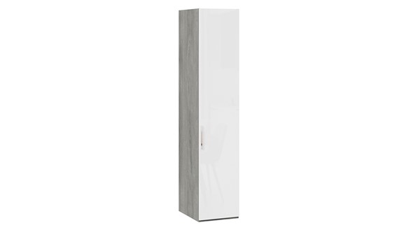 Шкаф одностворчатый Эмбер СМ-348.07.001 (Дуб Гамильтон/Белый глянец) в Южно-Сахалинске - изображение
