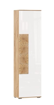 Шкаф одностворчатый Фиджи с декоративными накладками 659.300, Дуб Золотой/Белый в Южно-Сахалинске - изображение