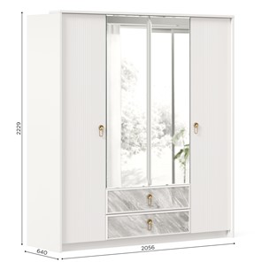 Шкаф 4х-дверный Айла с зеркалом ЛД 688.010.000, Белый, исполнение 1 в Южно-Сахалинске - предосмотр 5