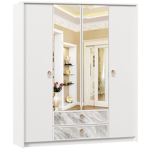 Шкаф 4х-дверный Айла с зеркалом ЛД 688.010.000, Белый, исполнение 1 в Южно-Сахалинске