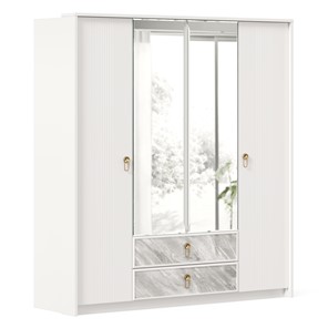 Шкаф 4х-дверный Айла с зеркалом ЛД 688.010.000, Белый, исполнение 1 в Южно-Сахалинске - предосмотр 1