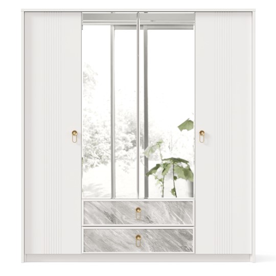Шкаф 4х-дверный Айла с зеркалом ЛД 688.010.000, Белый, исполнение 1 в Южно-Сахалинске - изображение 2