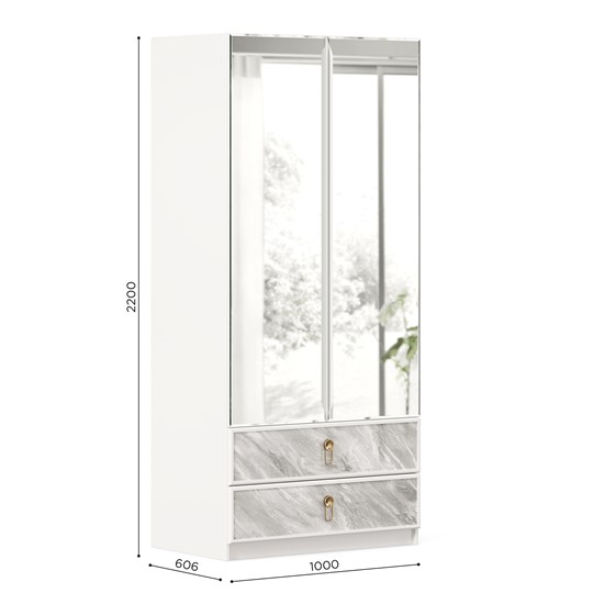 Шкаф 2х-дверный Айла с зеркалом ЛД 688.160.000, Белый, исполнение 1 в Южно-Сахалинске - изображение 2
