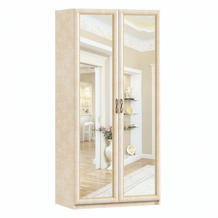 Шкаф 2х-дверный Александрия с зеркалами ЛД 625.052, Рустика/Кожа Ленто в Южно-Сахалинске - изображение