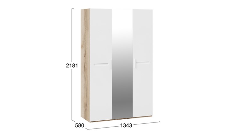 Распашной шкаф Фьюжн ТД-260.07.43 (Дуб Делано, Белый глянец) в Южно-Сахалинске - изображение 3