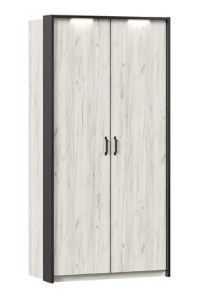 Двухстворчатый шкаф Техно с паспарту, Дуб крафт белый в Южно-Сахалинске - изображение