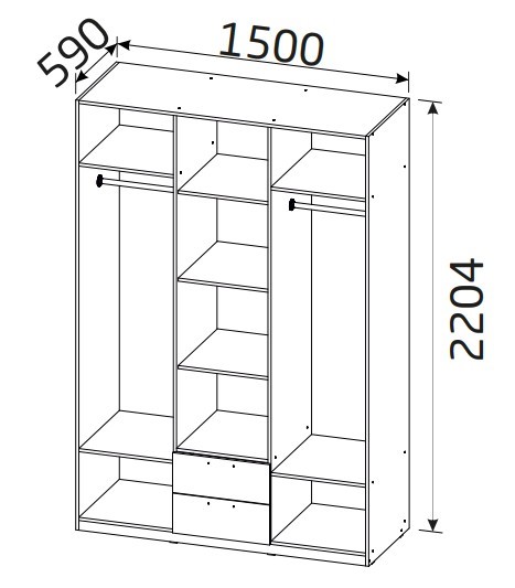 Шкаф трехдверный 3-х дверный Вега с 2-мя ящиками в Южно-Сахалинске - изображение 1