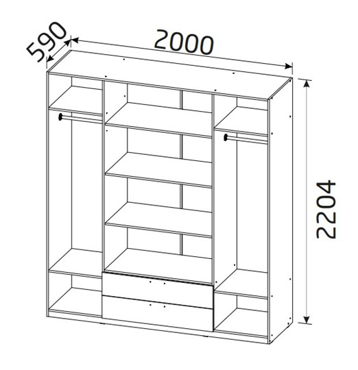 Шкаф четырехдверный 4-х дверный Вега с 2 ящиками в Южно-Сахалинске - изображение 1