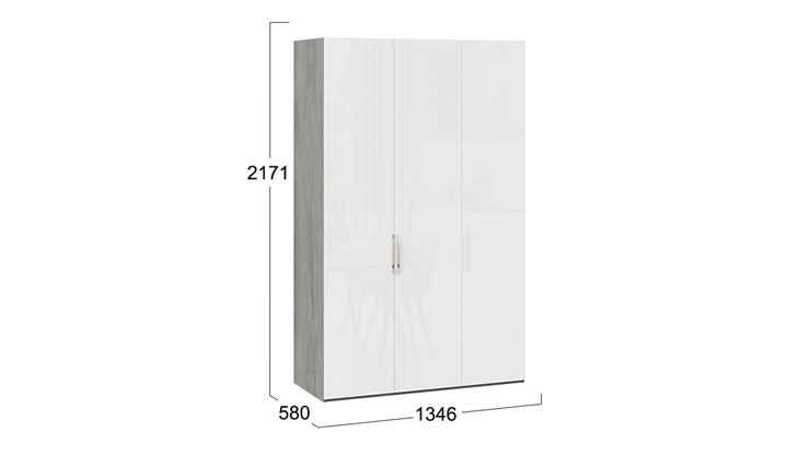 Шкаф для одежды Эмбер СМ-348.07.008 (Дуб Гамильтон/Белый глянец) в Южно-Сахалинске - изображение 1