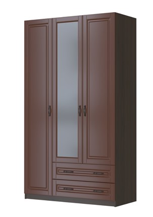 Трехстворчатый шкаф Кантри лак орех ШР-3, с 1 зеркалом в Южно-Сахалинске - изображение