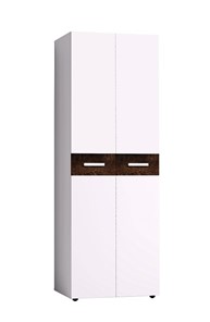 Шкаф для одежды Норвуд 54 фасад стандарт + стандарт, Белый-Орех шоколадный в Южно-Сахалинске