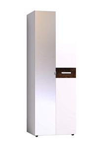 Шкаф для одежды Норвуд 54 фасад зеркало + стандарт, Белый-Орех шоколадный в Южно-Сахалинске