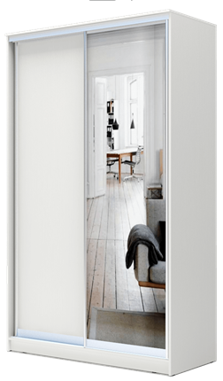 Шкаф 2-х дверный 2400х1200х620 с одним зеркалом ХИТ 24-12/2-15 Белая шагрень в Южно-Сахалинске - изображение