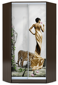 Угловой шкаф 2200х1103, ХИТ У-22-4-77-03, Девушка с леопардом, венге в Южно-Сахалинске - предосмотр