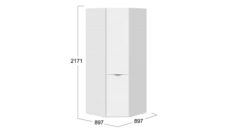 Угловой шкаф со стеклянной дверью Глосс СМ-319.07.311 (Белый глянец/Стекло) в Южно-Сахалинске - изображение 1