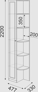 Угловой шкаф-стеллаж Беатрис М13 левый (Орех Гепланкт) в Южно-Сахалинске - предосмотр 3