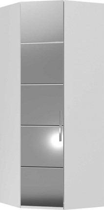 Распашной шкаф угловой Вива с зеркалом, Белый глянец / Платина в Южно-Сахалинске - изображение