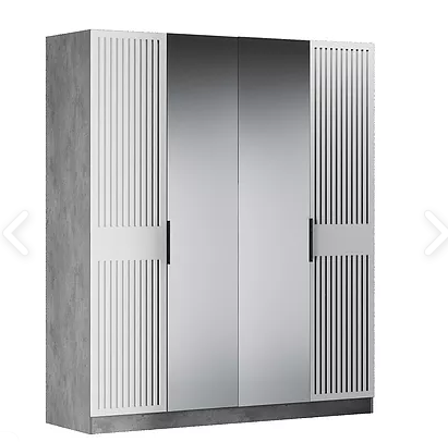 Шкаф четырехдверный Бержер, 2 двери глухие + 2 шт с зеркалом в Южно-Сахалинске - изображение