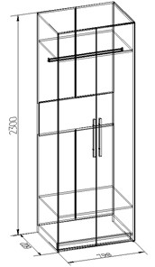 Шкаф двухстворчатый Bauhaus 8+ Фасад стандарт, Бодега Светлый в Южно-Сахалинске - предосмотр 1