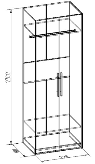 Шкаф двухстворчатый Bauhaus 8+ Фасад стандарт, Бодега Светлый в Южно-Сахалинске - изображение 1