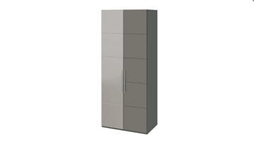 Распашной шкаф Наоми с 1 зеркальной левой дверью, цвет Фон серый, Джут СМ-208.07.04 L в Южно-Сахалинске