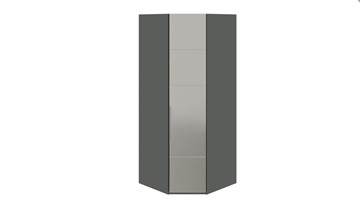Распашной угловой шкаф Наоми с зеркальной правой дверью, цвет Фон серый, Джут СМ-208.07.07 R в Южно-Сахалинске - предосмотр